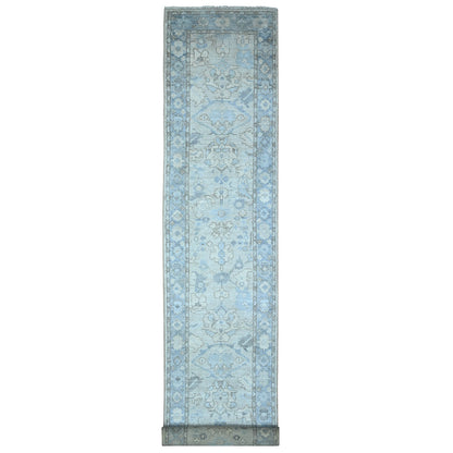 Oushak And Peshawar Wool Hand Knotted Rug Blue Blue 2.11X19.5 -O089137