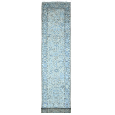 Oushak And Peshawar Wool Hand Knotted Rug Blue Blue 2.11X19.5 -O089137