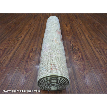 Oushak And Peshawar Wool Hand Knotted Rug Green Green 2.10X11.8 -O089139
