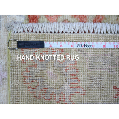 Oushak And Peshawar Wool Hand Knotted Rug Green Green 2.10X11.8 -O089139