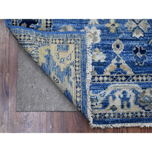 Oushak And Peshawar Wool Hand Knotted Rug Blue Blue 2.8X7.8 -O089141