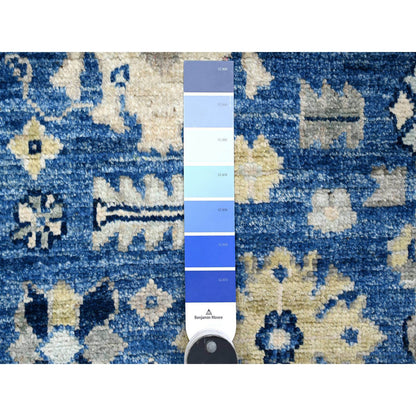 Oushak And Peshawar Wool Hand Knotted Rug Blue Blue 2.8X7.8 -O089141
