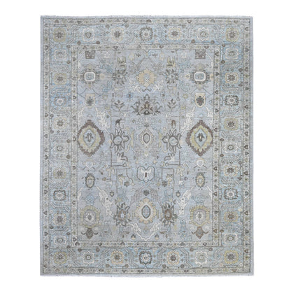 Oushak And Peshawar Wool Hand Knotted Rug Grey Blue 9.2X11.1 -O089147