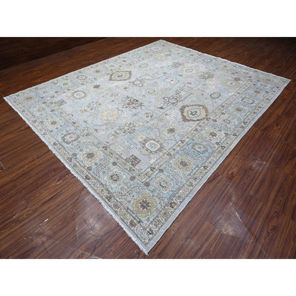Oushak And Peshawar Wool Hand Knotted Rug Grey Blue 9.2X11.1 -O089147