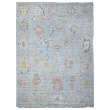 Oushak And Peshawar Wool Hand Knotted Rug Blue Blue 10.0X13.6 -O089150