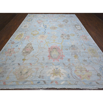 Oushak And Peshawar Wool Hand Knotted Rug Blue Blue 10.0X13.6 -O089150