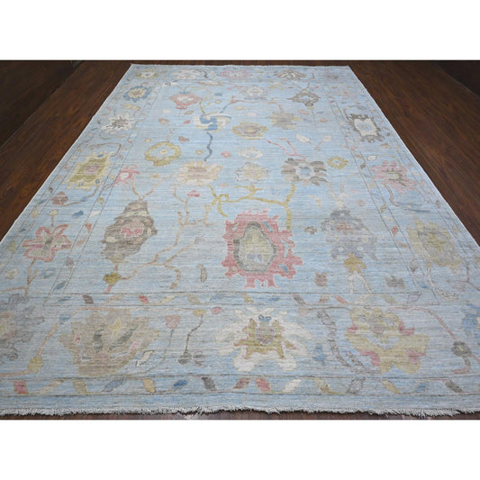 Oushak And Peshawar Wool Hand Knotted Rug Blue Blue 10.0X13.6 -O089150