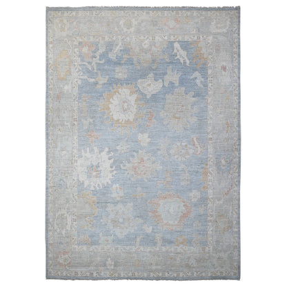 Oushak And Peshawar Wool Hand Knotted Rug Grey Gray 9.8X13.5 -O089153