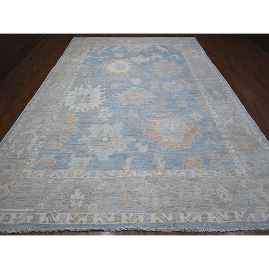 Oushak And Peshawar Wool Hand Knotted Rug Grey Gray 9.8X13.5 -O089153