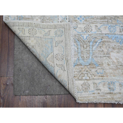 Oushak And Peshawar Wool Hand Knotted Rug Grey Gray 7.9X9.5 -O089154