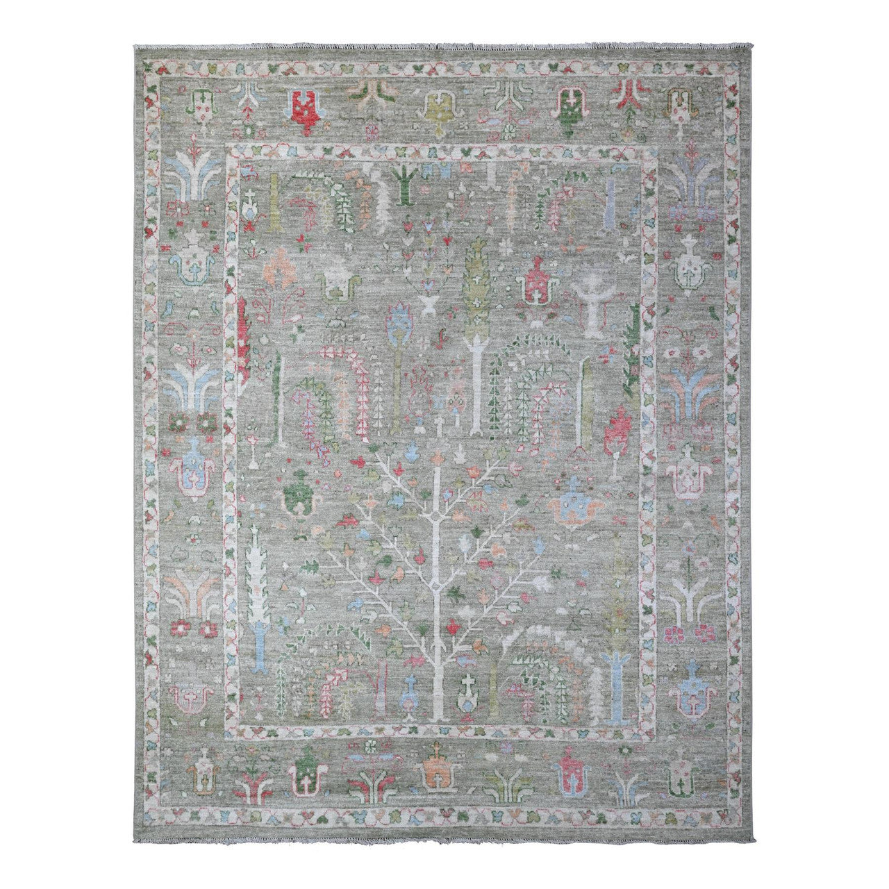 Green 7'8" x 9'10" Oushak And Peshawar Hand knotted Wool Rug - Sku: O089155