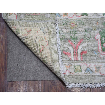 Oushak And Peshawar Wool Hand Knotted Rug Green Green 7.8X9.10 -O089155