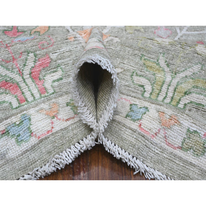 Oushak And Peshawar Wool Hand Knotted Rug Green Green 7.8X9.10 -O089155