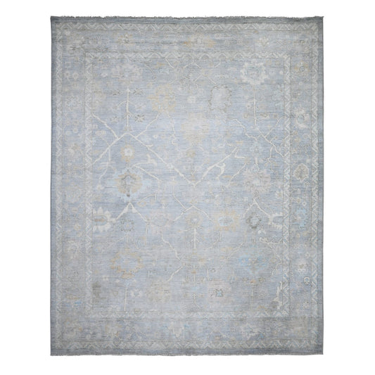 Oushak And Peshawar Wool Hand Knotted Rug Grey Gray 8.1X9.11 -O089156