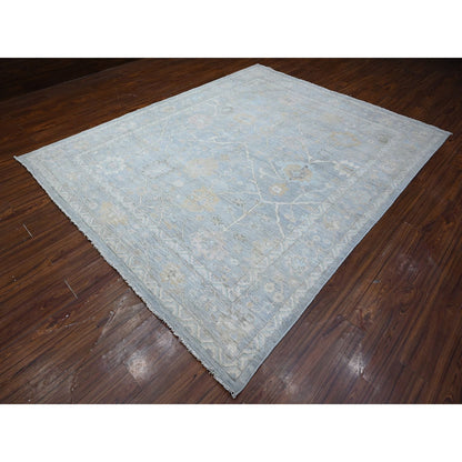 Oushak And Peshawar Wool Hand Knotted Rug Grey Gray 8.1X9.11 -O089156