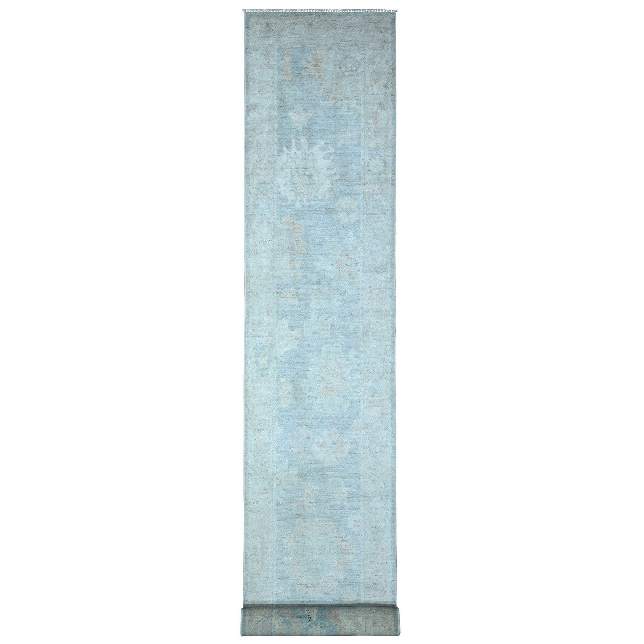 Gray 2'9" x 19'6" Oushak And Peshawar Hand knotted Wool Rug - Sku: O089157