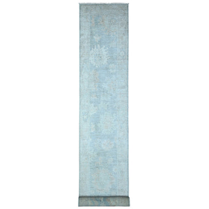 Oushak And Peshawar Wool Hand Knotted Rug Grey Gray 2.9X19.6 -O089157