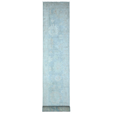 Oushak And Peshawar Wool Hand Knotted Rug Grey Gray 2.9X19.6 -O089157