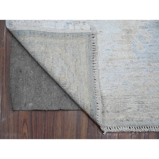 Oushak And Peshawar Wool Hand Knotted Rug Grey Gray 2.9X19.6 -O089157