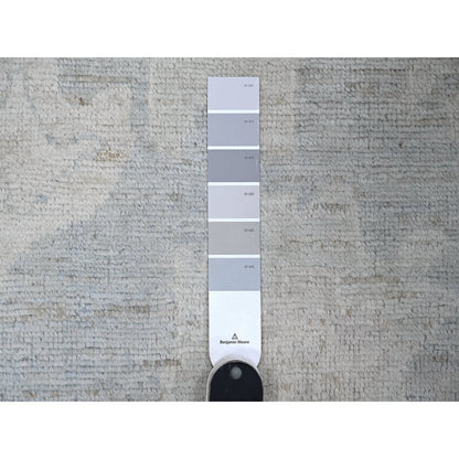 Oushak And Peshawar Wool Hand Knotted Rug Grey Gray 2.9X19.6 -O089157