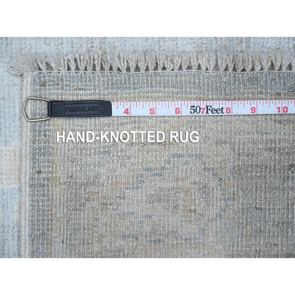 Oushak And Peshawar Wool Hand Knotted Rug Grey Gray 2.9X19.6 -O089157