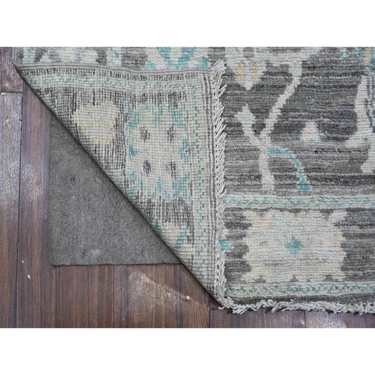 Oushak And Peshawar Wool Hand Knotted Rug Grey Gray 2.10X11.9 -O089158