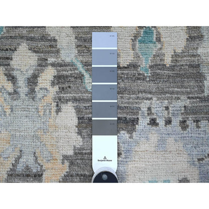 Oushak And Peshawar Wool Hand Knotted Rug Grey Gray 2.10X11.9 -O089158