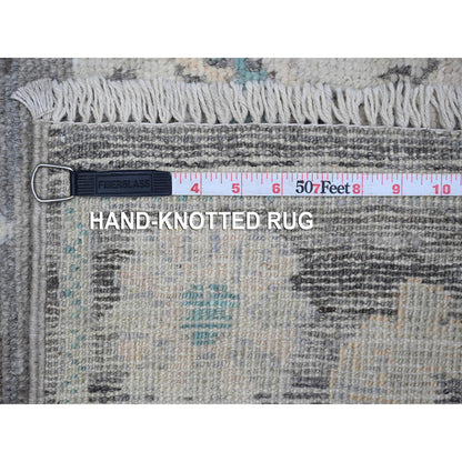 Oushak And Peshawar Wool Hand Knotted Rug Grey Gray 2.10X11.9 -O089158