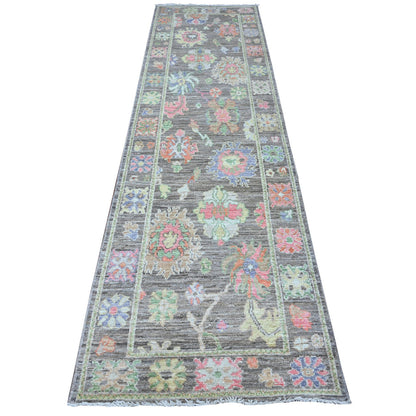 Oushak And Peshawar Wool Hand Knotted Rug Grey Gray 2.10X10.7 -O089161