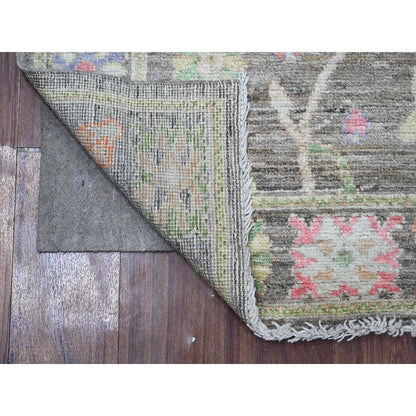 Oushak And Peshawar Wool Hand Knotted Rug Grey Gray 2.10X10.7 -O089161