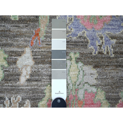 Oushak And Peshawar Wool Hand Knotted Rug Grey Gray 2.10X10.7 -O089161