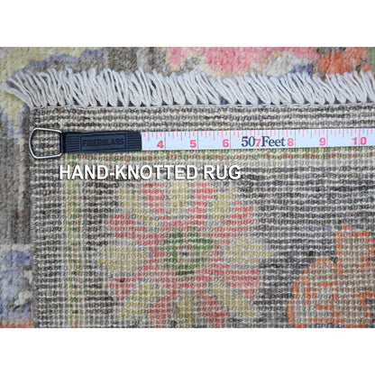 Oushak And Peshawar Wool Hand Knotted Rug Grey Gray 2.10X10.7 -O089161