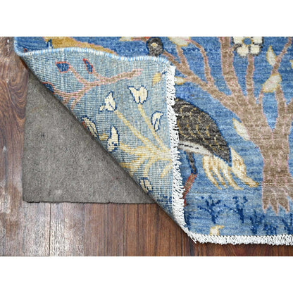 Oushak And Peshawar Wool Hand Knotted Rug Blue No Border 2.6X8.2 -O089164