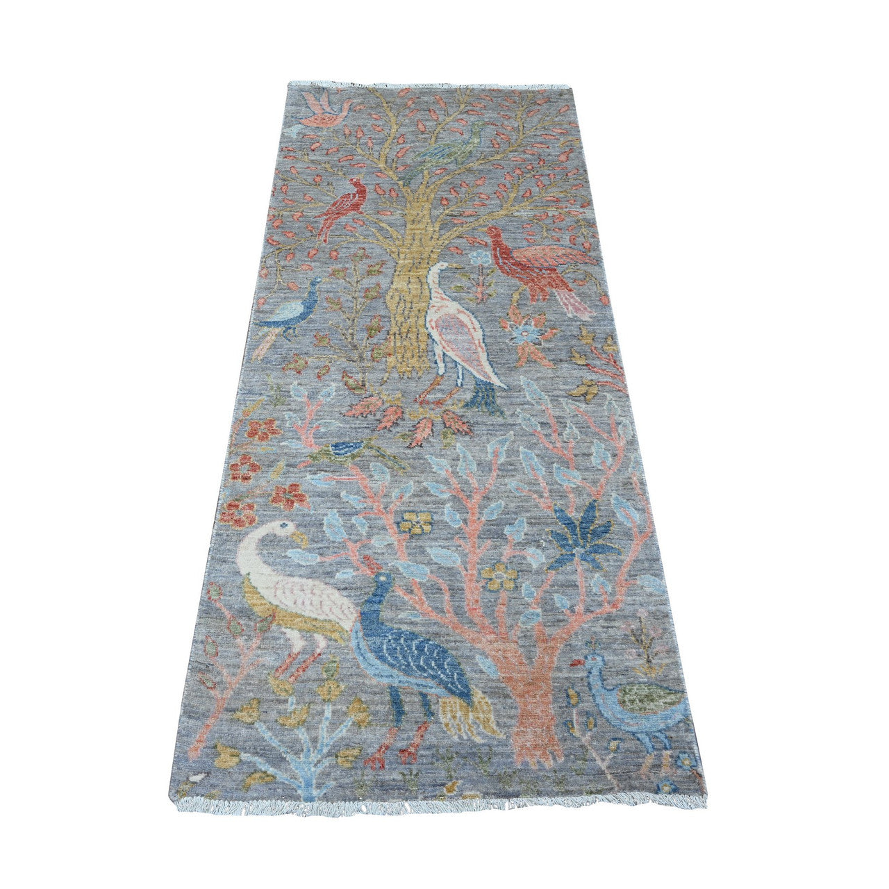 Gray 2'6" x 5'9" Oushak And Peshawar Hand knotted Wool Rug - Sku: O089165