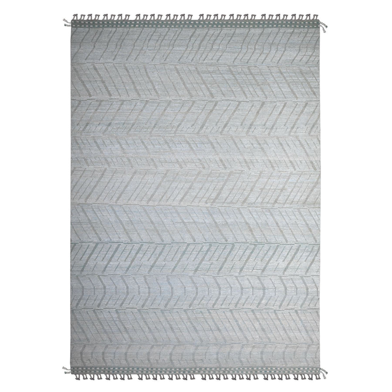 Tribal & Geometric Wool Hand Knotted Rug Blue No Border 9.11X13.11 -O089168