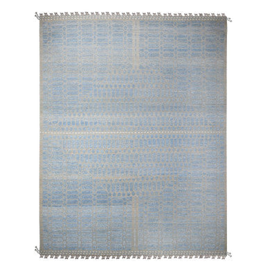 Tribal & Geometric Wool Hand Knotted Rug Blue No Border 11.9X15.1 -O089169