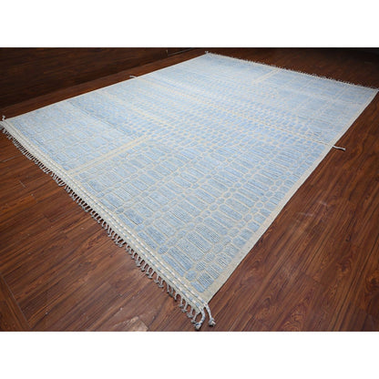 Tribal & Geometric Wool Hand Knotted Rug Blue No Border 11.9X15.1 -O089169