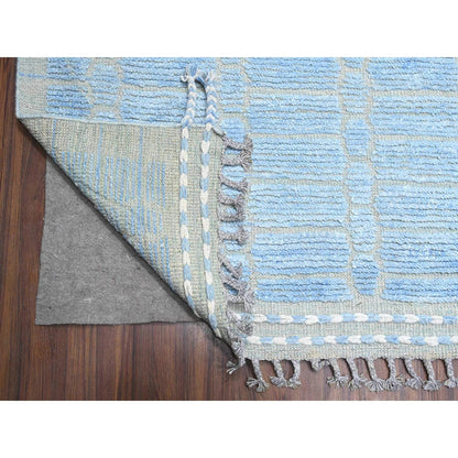 Tribal & Geometric Wool Hand Knotted Rug Blue No Border 11.9X15.1 -O089169