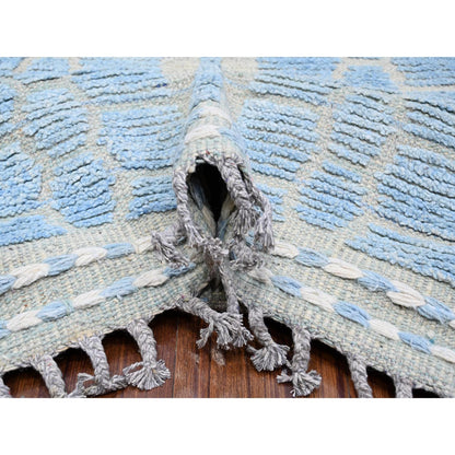 Tribal & Geometric Wool Hand Knotted Rug Blue No Border 11.9X15.1 -O089169