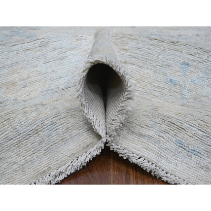 Oushak And Peshawar Wool Hand Knotted Rug Ivory Blue 8.11X11.8 -O089171