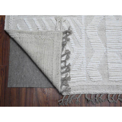Tribal & Geometric Wool Hand Knotted Rug Ivory No Border 9.11X14.2 -O089174