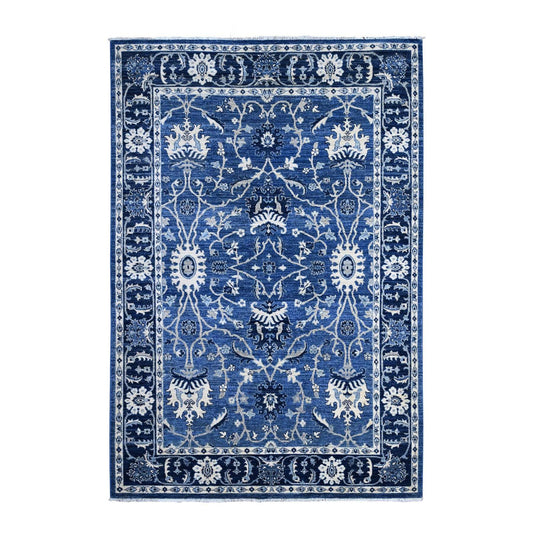 Oushak And Peshawar Wool Hand Knotted Rug Blue Blue 5.11X8.10 -O089176