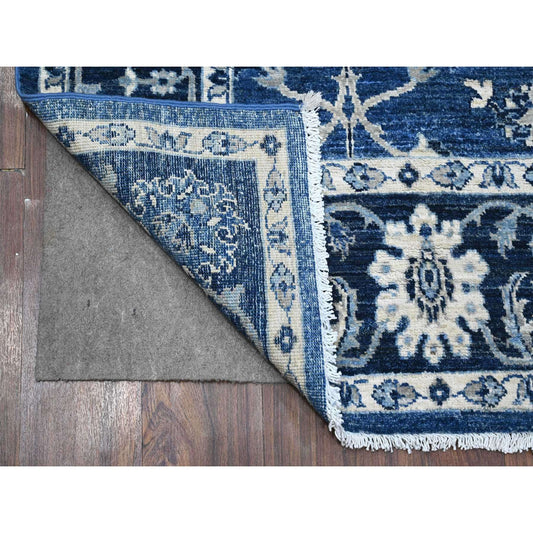Oushak And Peshawar Wool Hand Knotted Rug Blue Blue 5.11X8.10 -O089176