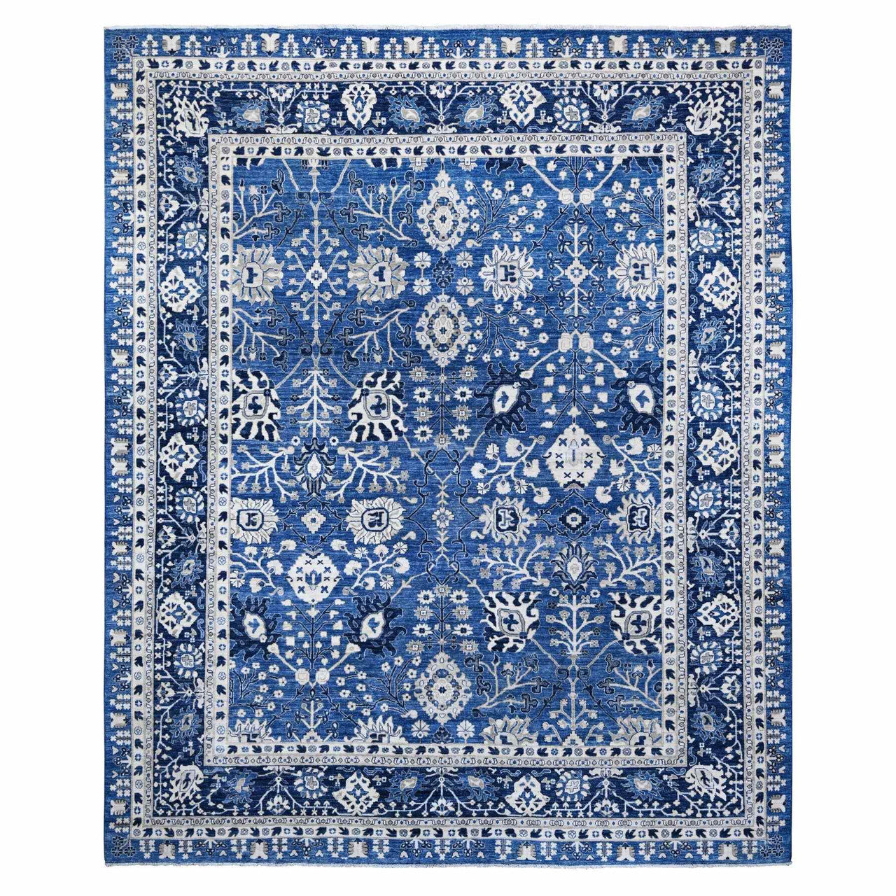 Blue 11'10" x 14'5" Oushak And Peshawar Hand knotted Wool Rug - Sku: O089177