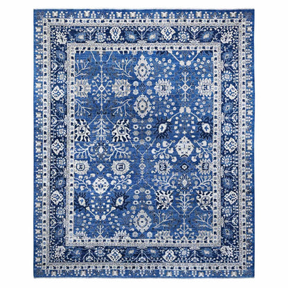 Oushak And Peshawar Wool Hand Knotted Rug Blue Blue 11.10X14.5 -O089177