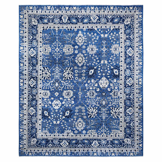 Oushak And Peshawar Wool Hand Knotted Rug Blue Blue 11.10X14.5 -O089177