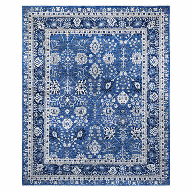Oushak And Peshawar Wool Hand Knotted Rug Blue Blue 11.10X14.5 -O089177