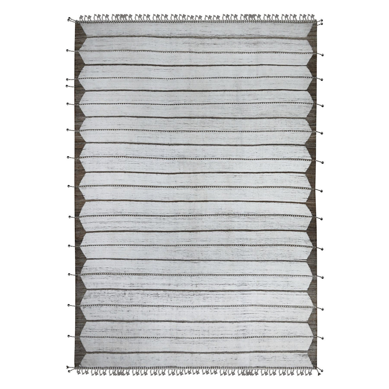 Tribal & Geometric Wool Hand Knotted Rug Ivory Ivory 10.0X14.5 -O089178