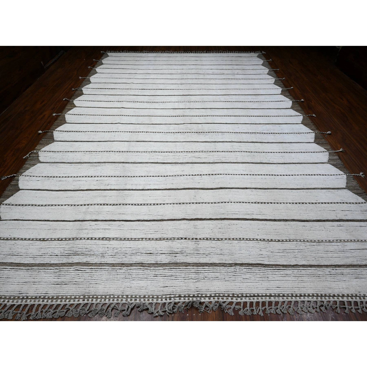 Tribal & Geometric Wool Hand Knotted Rug Ivory Ivory 10.0X14.5 -O089178