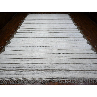 Tribal & Geometric Wool Hand Knotted Rug Ivory Ivory 10.0X14.5 -O089178